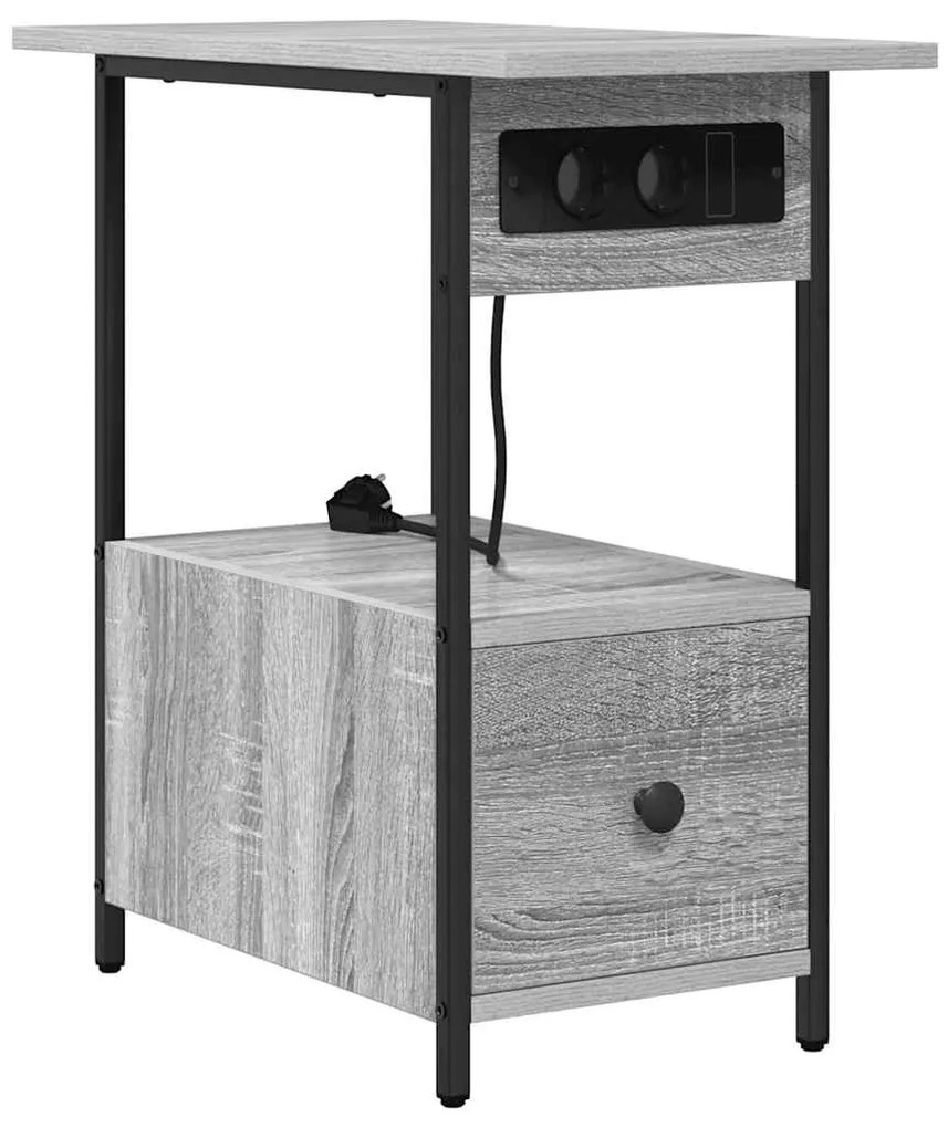 Armário de Cabeceira com gaveta Sonoma cinzento 60 x 30 x 61 cm