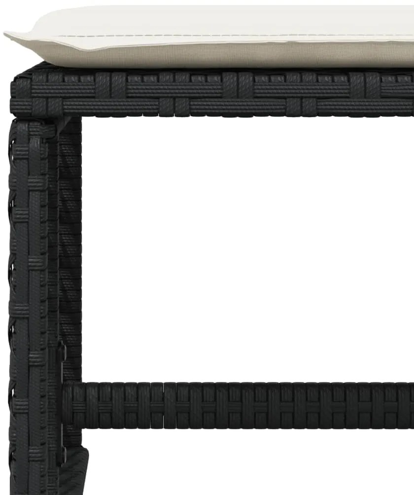 9 pcs conjunto de jantar p/ jardim c/ almofadões vime PE preto