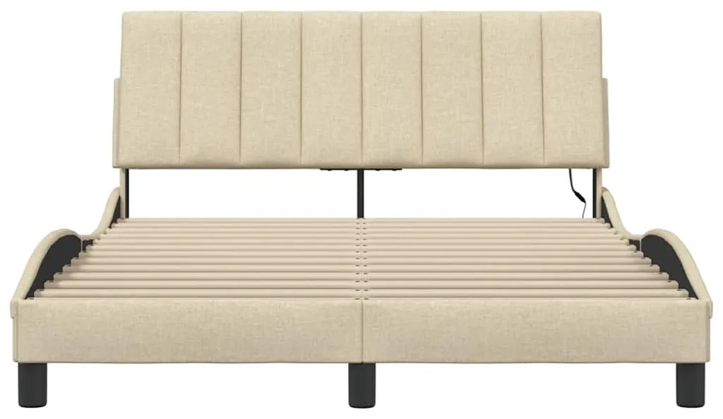 Estrutura de cama sem colchão 140x190 cm tecido cor creme