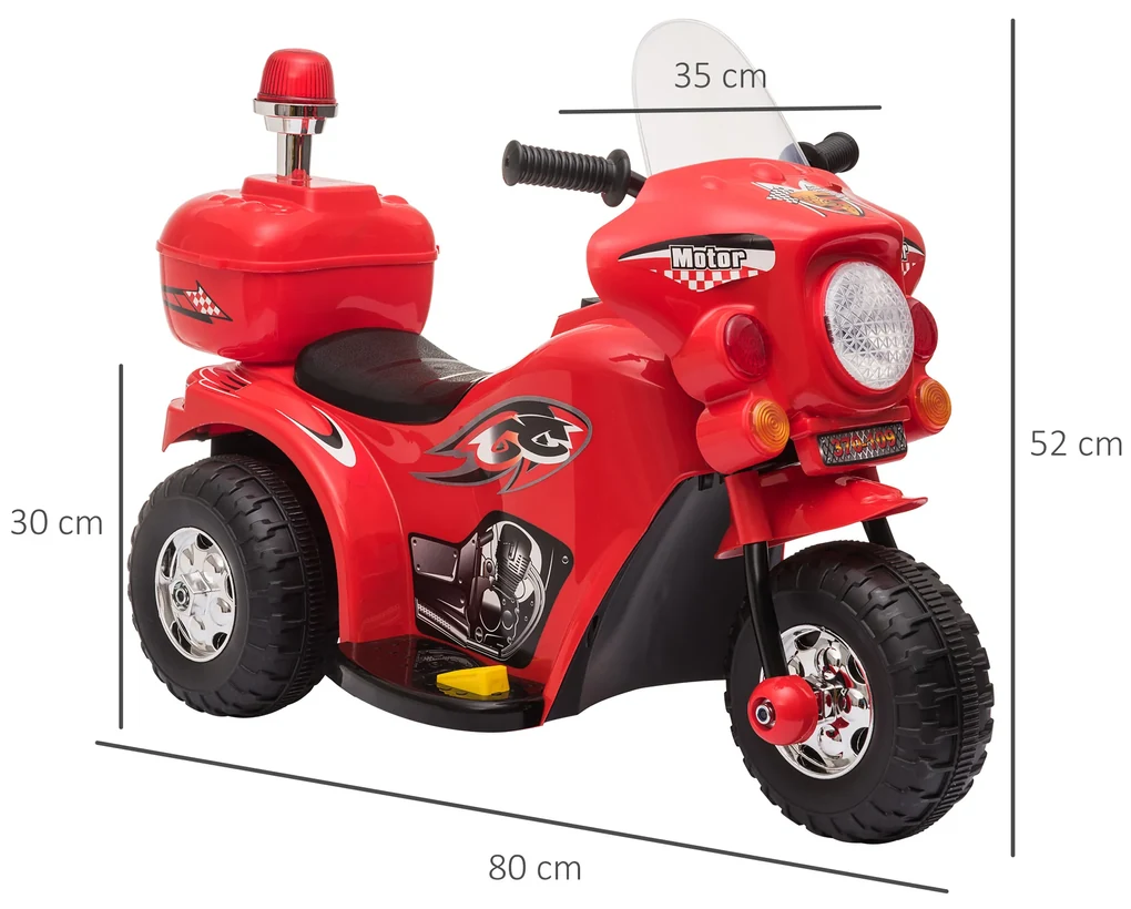 HOMCOM Moto infantil para crianças acima de 18 meses com 3 rodas Música e  farol 71x40x51