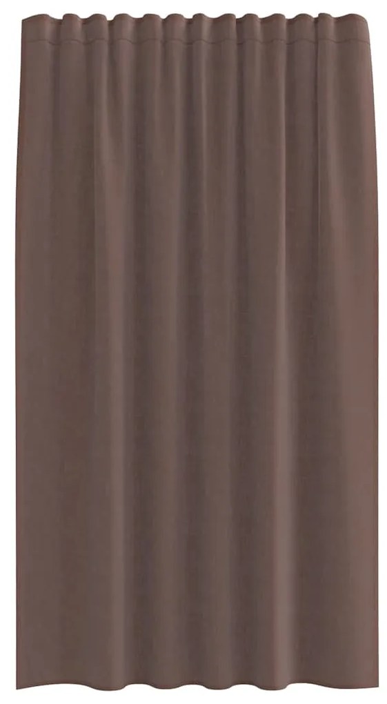 Cortinas de voile com bolsos para varão 2 pcs castanho