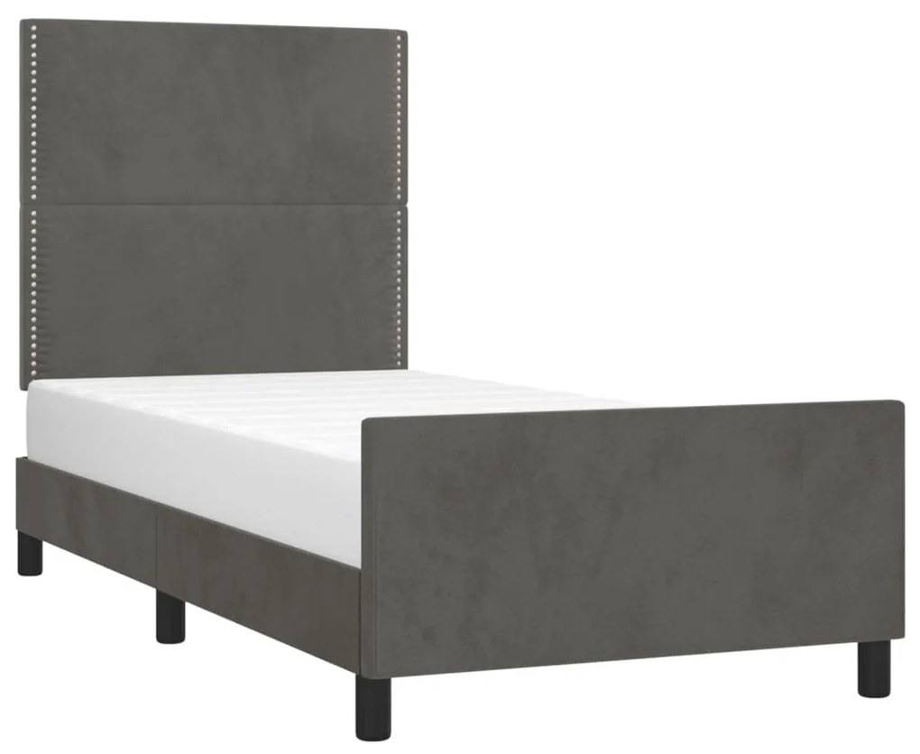Estrutura de cama sem colchão 90x190 cm veludo cinzento-escuro