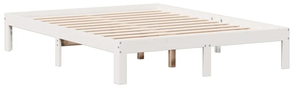 Cama com estante sem colchão 135x190 cm pinho maciço branco