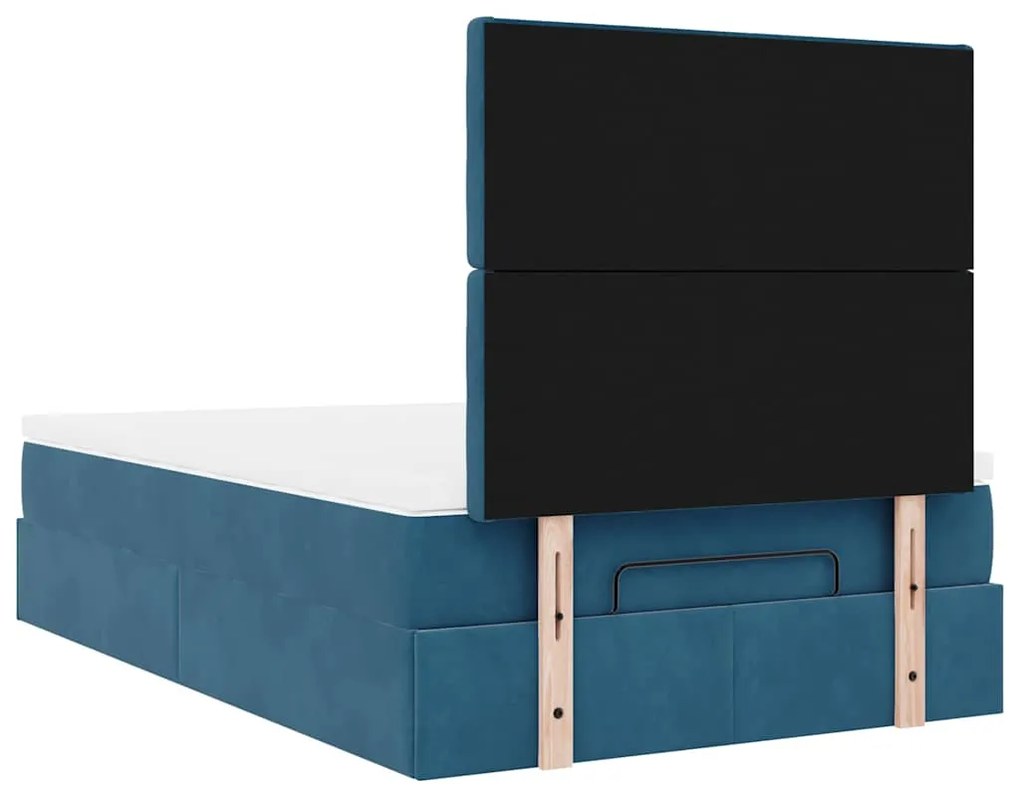 Estrutura de cama otomana com colchões azul escuro Veludo
