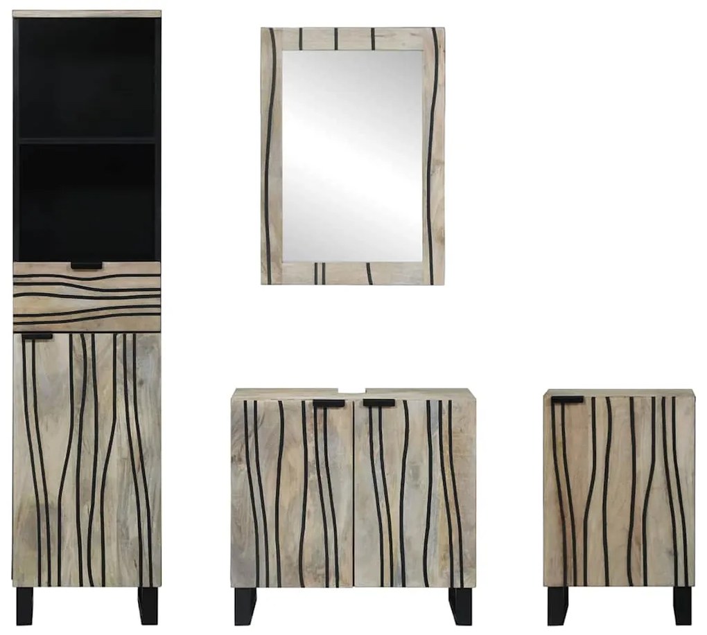 Conjunto de Móveis para Banheiro 4 pcs Castanho nozes