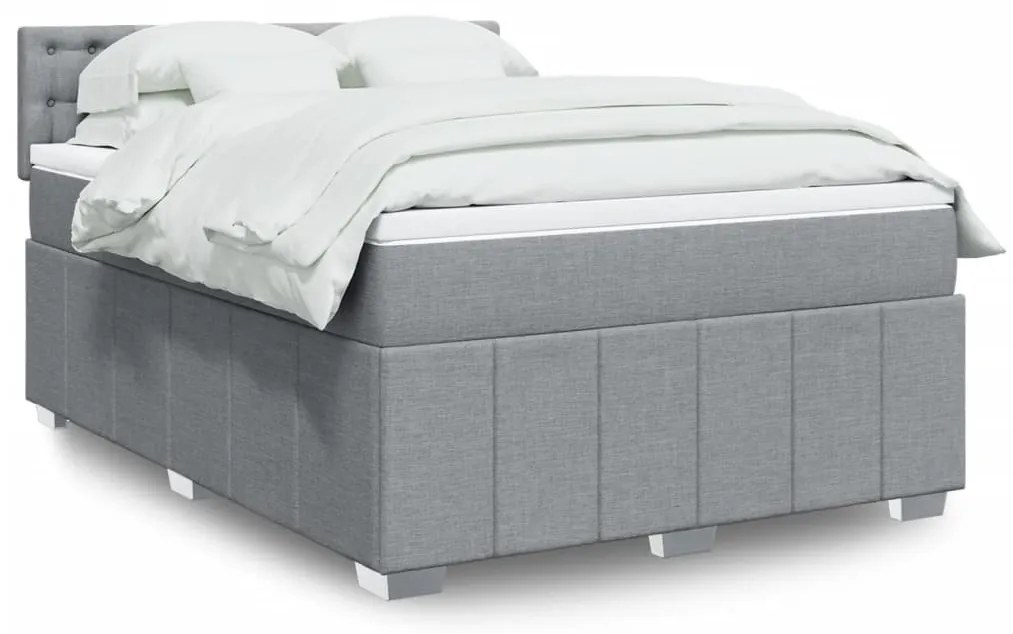vidaXL Cama com molas/colchão 140x200 cm tecido cinzento-claro