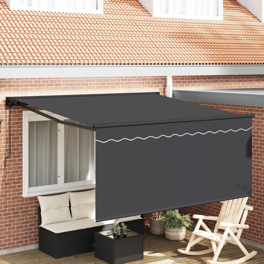 vidaXL Toldo Retrátil Manual Cinzento e antracite 350 x 250 cm