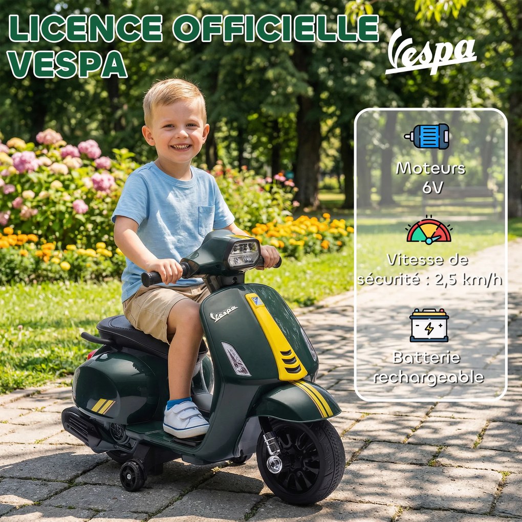 Moto elétrica para crianças de 6 V, carro elétrico para crianças com rodas de treino, 2-4 anos, 71 x 37 x 52 cm, verde escuro
