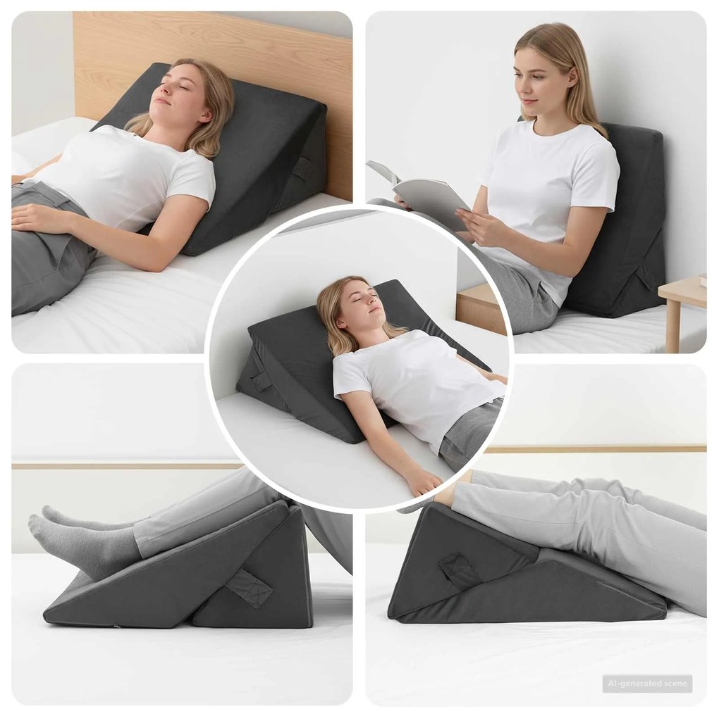 vidaXL Travesseiro em Wedge Outros Cinzeto 55 x 55 x 26 cm