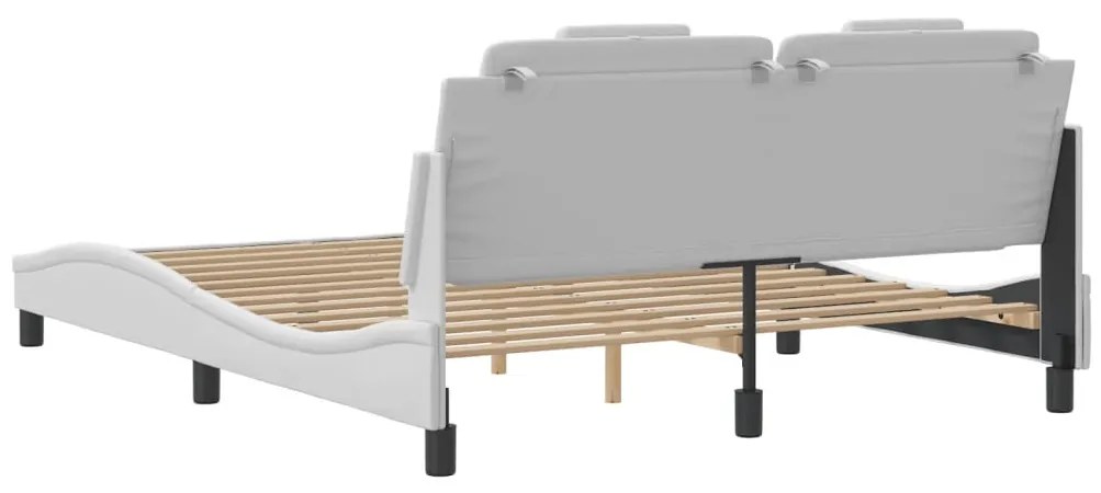 Estrutura de cama c/ luzes LED 160x200 cm couro artif. branco