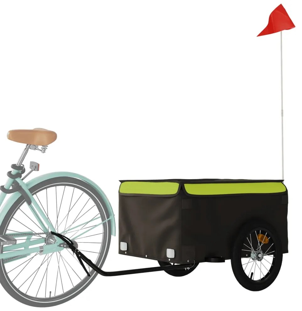 Reboque para bicicleta 45 kg ferro preto e verde
