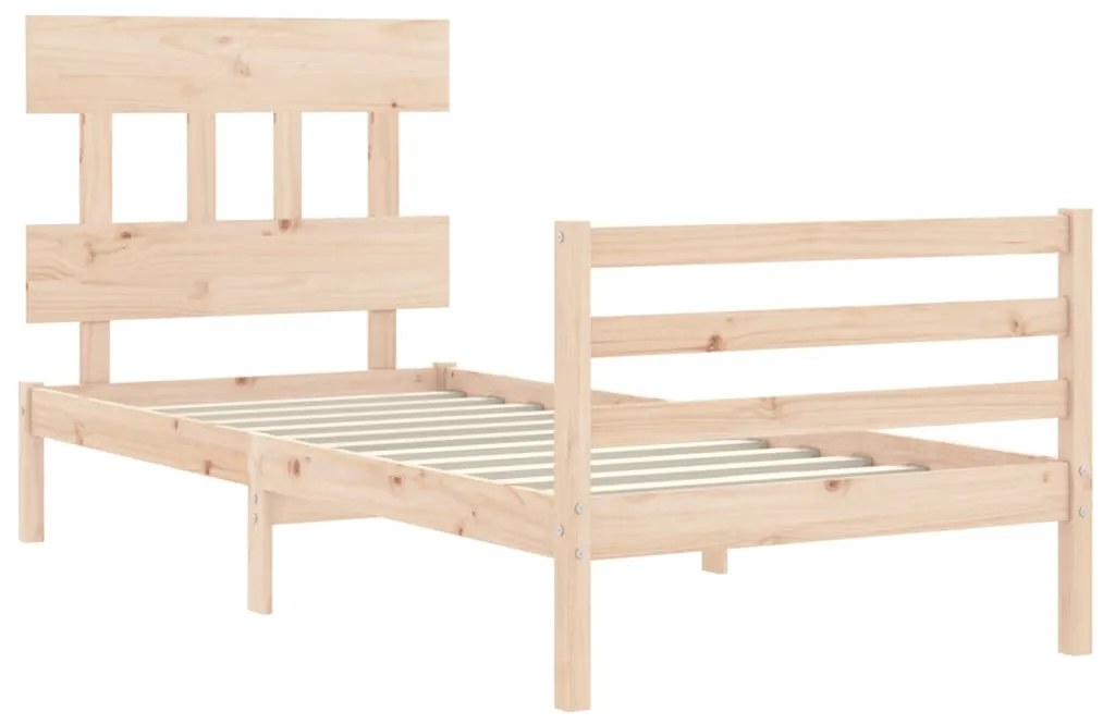 Estrutura cama de solteiro c/ cabeceira madeira maciça