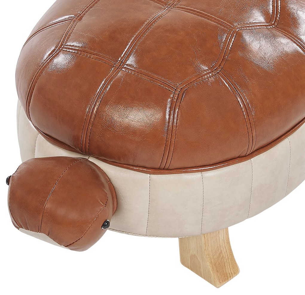 Tamborete em pele sintética castanha TURTLE Beliani