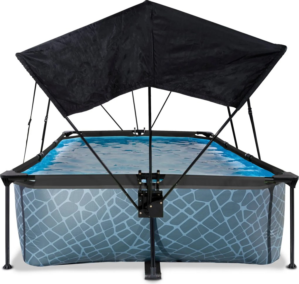 Piscina retangular Stone 300 x 200 x 65 cm com bomba de filtragem e cobertura - Cinzenta