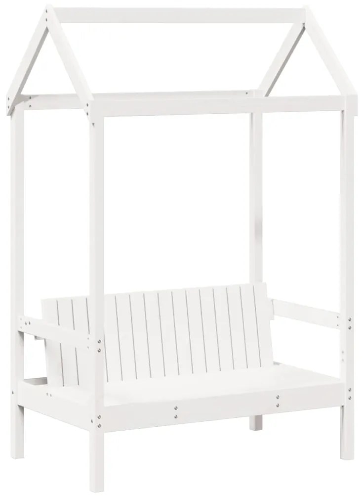 Conj. sofá-cama e banco c/ telhado 80x200cm pinho maciço branco