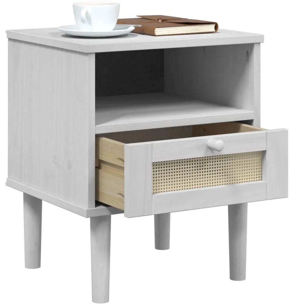 Mesa de cabeceira SENJA 40x35x48 cm pinho maciço branco