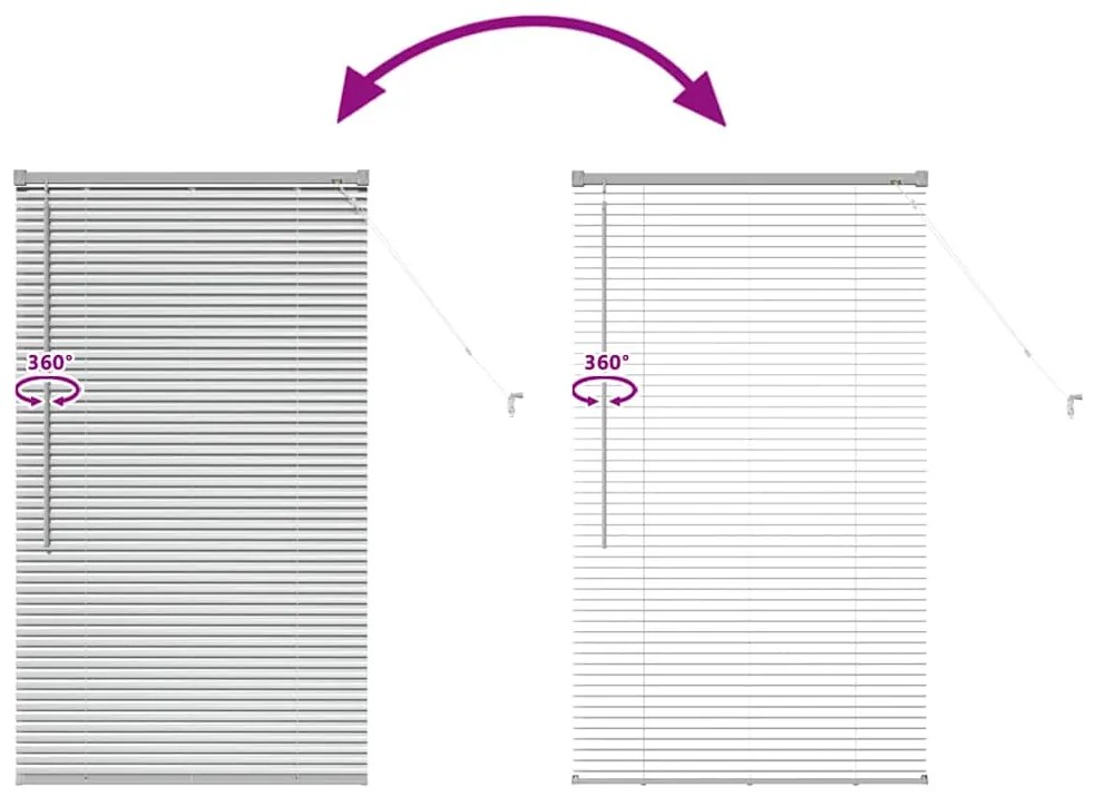 Persiana de Janela com cortinas Manual Prata 80 x 130 cm Alumínio
