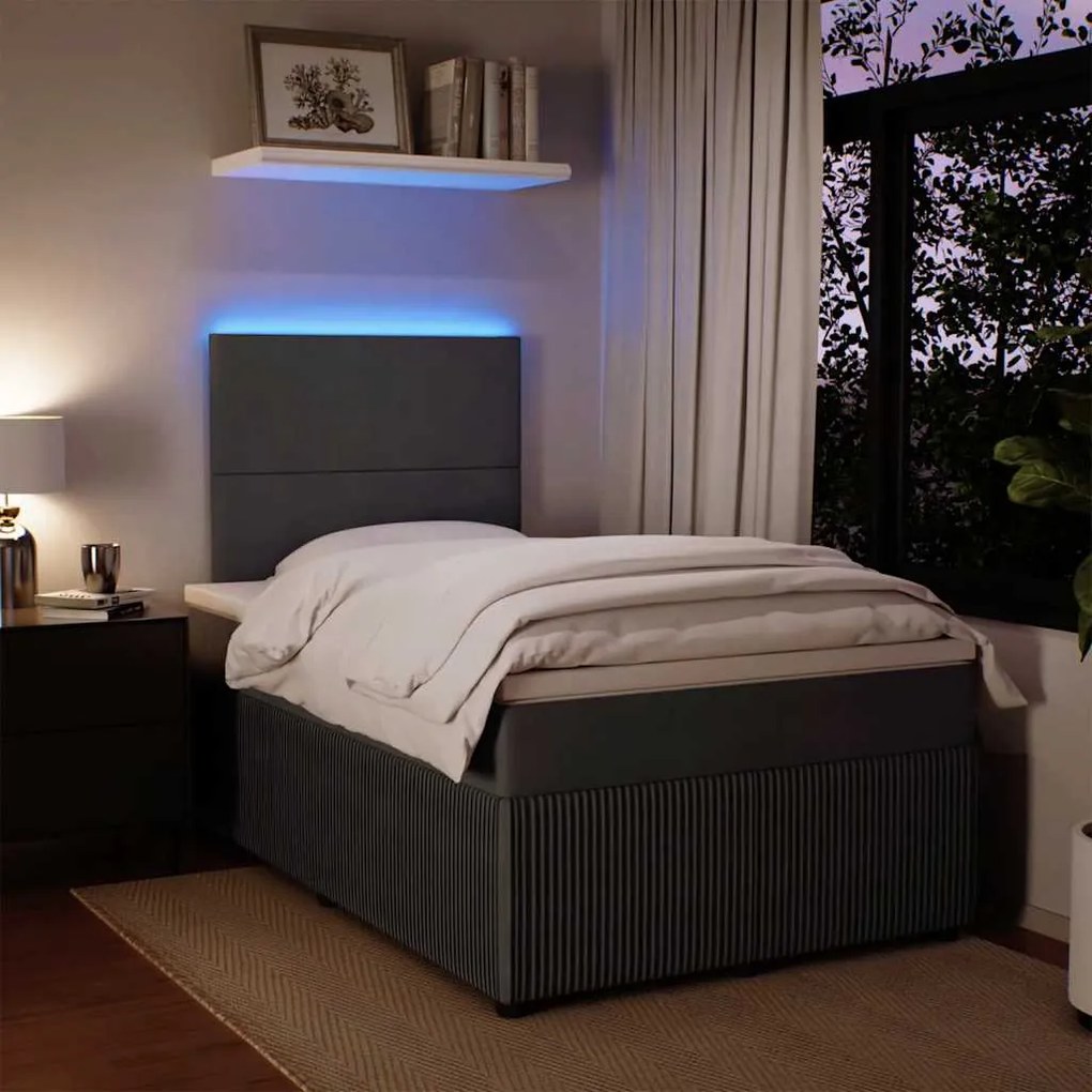Cama boxspring com colchão 120x190 cm veludo cinzento-escuro