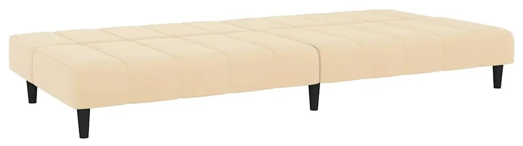 Sofá-cama de 2 lugares veludo cor creme