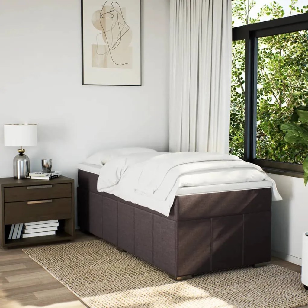 Cama com molas/colchão 80x200 cm tecido castanho-escuro
