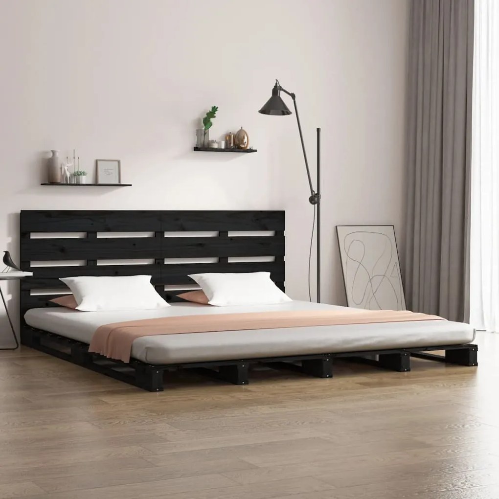 vidaXL Estrutura de cama 140x200 cm madeira de pinho maciça preto