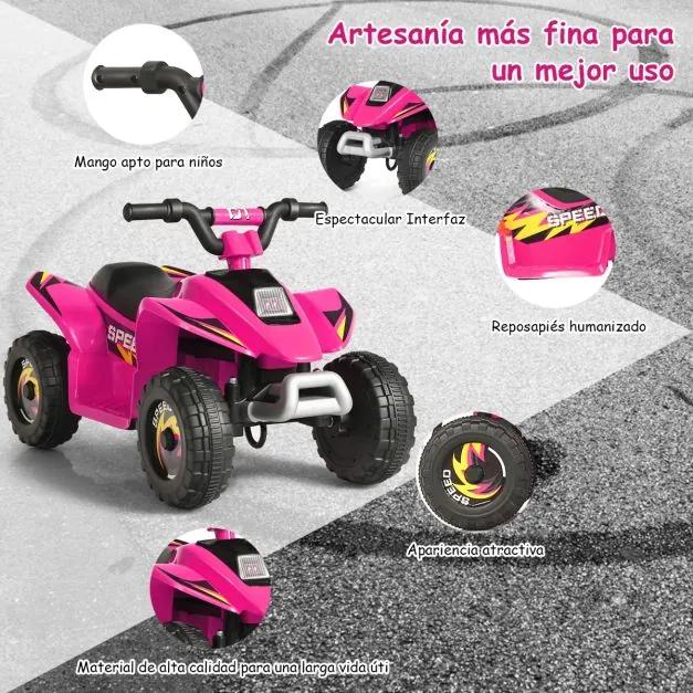 Moto 4 para crianças bateria 6V, veículo motorizado com design moderno 73 x 40 x 44,5 cm Rosa