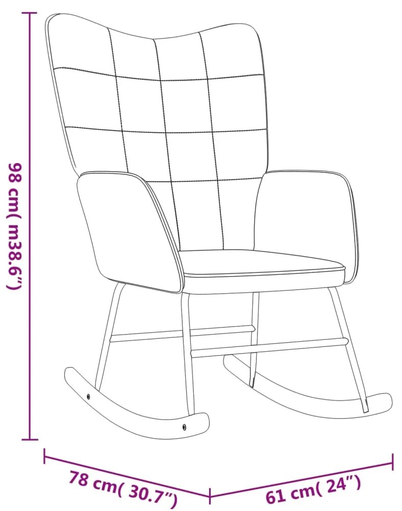 Cadeira de baloiço PVC e veludo cinzento-escuro