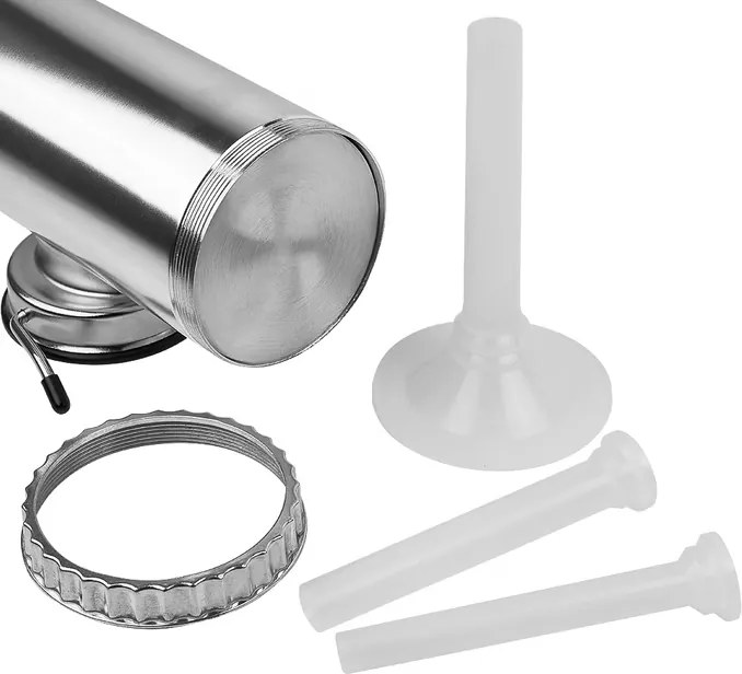 Enchidor manual de enchidos com suporte de sucção, capacidade de enchimento 2,5 l prateado