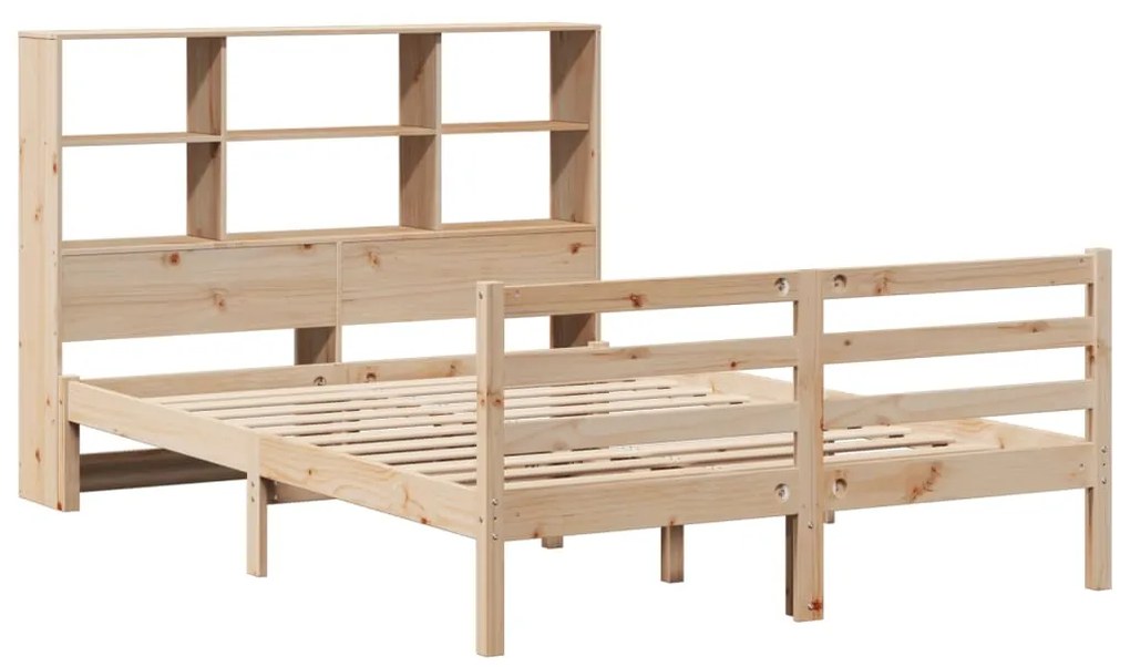 Cama com estante sem colchão 140x190 cm pinho maciço