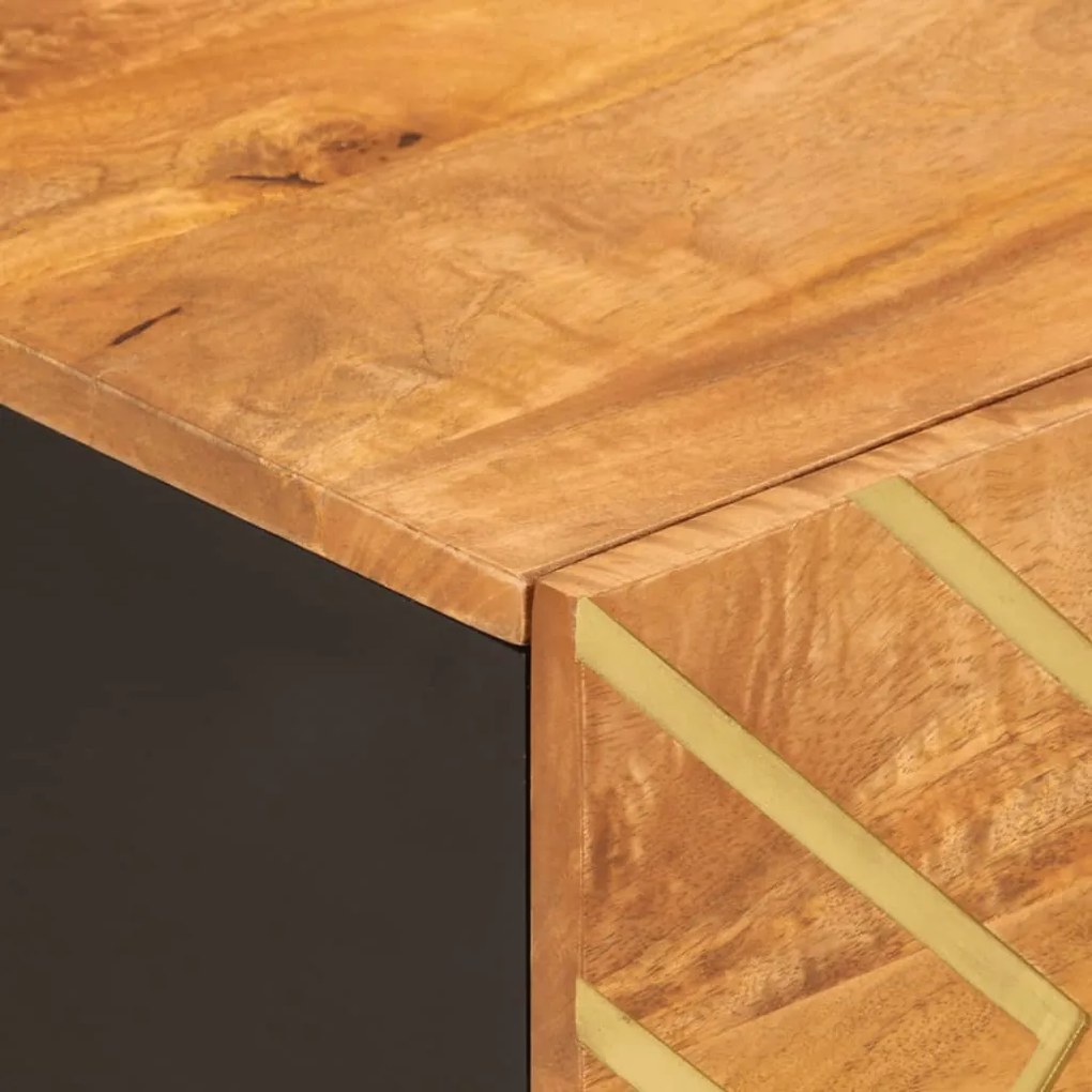 Mesa de centro 80x50x40 cm mangueira maciça castanho e preto