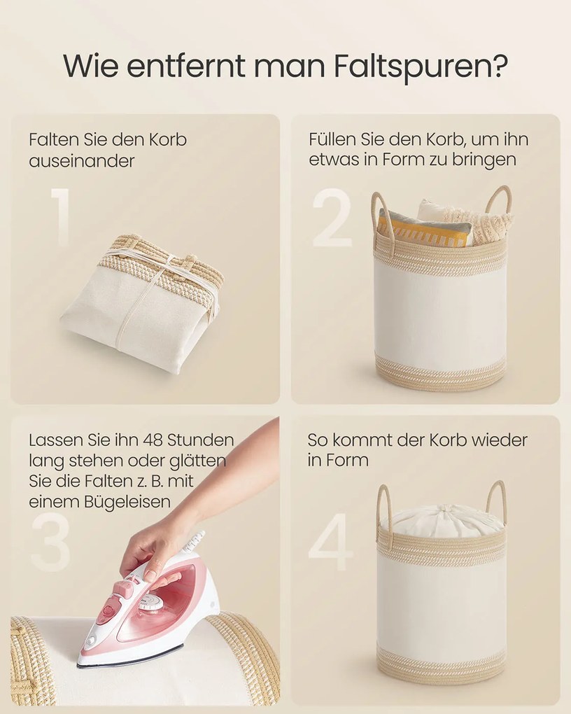 Cesto para roupa suja 60 L com tampa e pega 41 x 41 x 46 cm castanho camelo