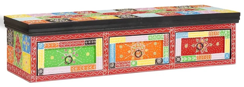 Armário de TV de parede 100x30x24 cm Madeira Sólida de Mangueira Rústi