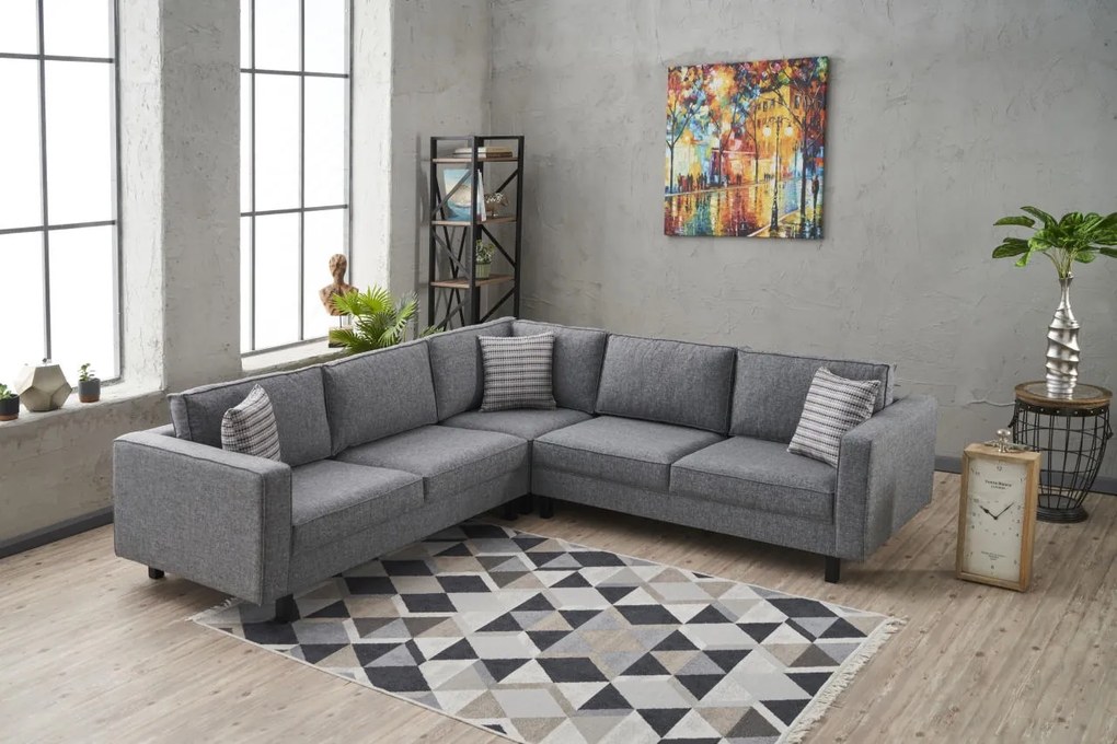 Sofá de Canto Kale – Cinzento – 258 cm x 83 cm x 258 cm