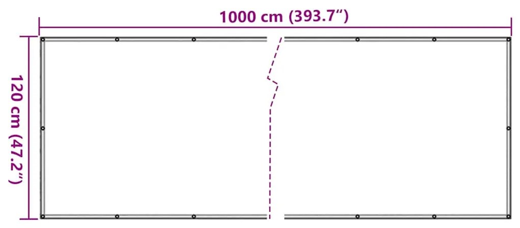 Tela de privacidade para varanda 1000x120 cm PVC branco