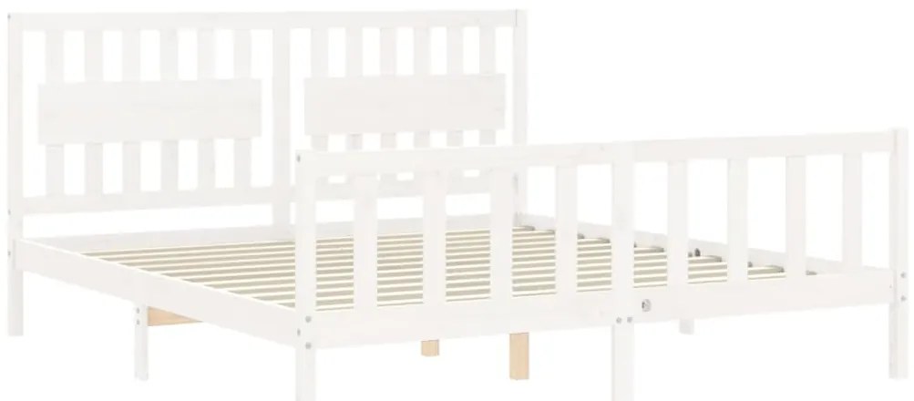 Estrutura cama Super King Size c/ cabeceira madeira branco