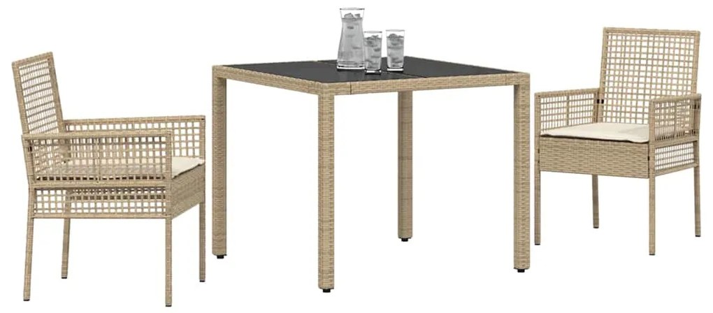 Conjunto de Jantar para Jardim 3 pcs Bege 90 x 90 x 75 cm