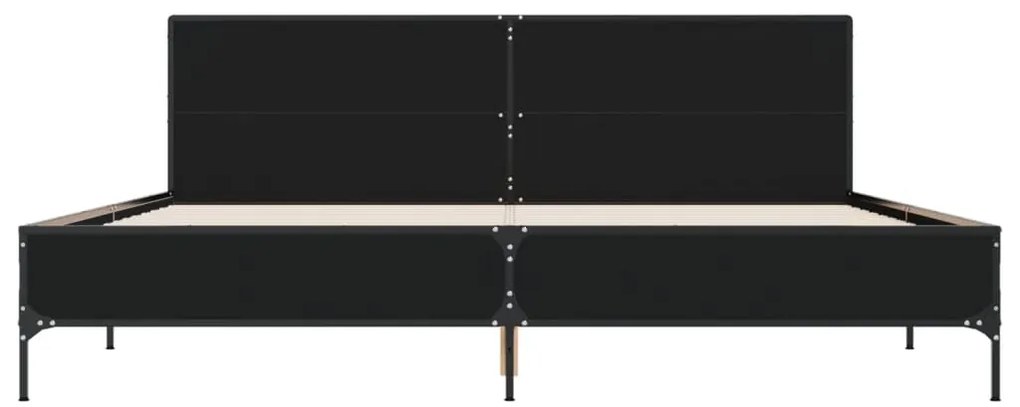 Estrutura de cama 180x200 cm derivados de madeira/metal preto