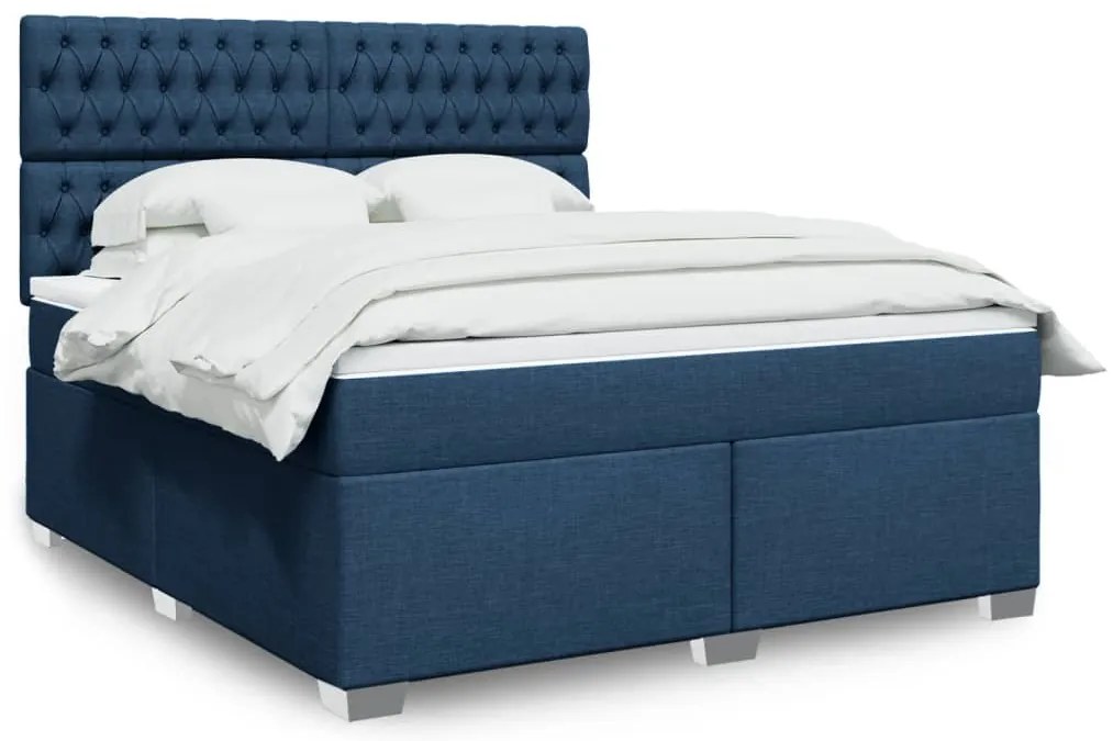 Cama com molas/colchão 180x200 cm tecido azul