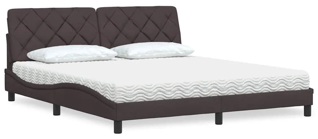 vidaXL Cama com colchão 180x200 cm tecido castanho-escuro