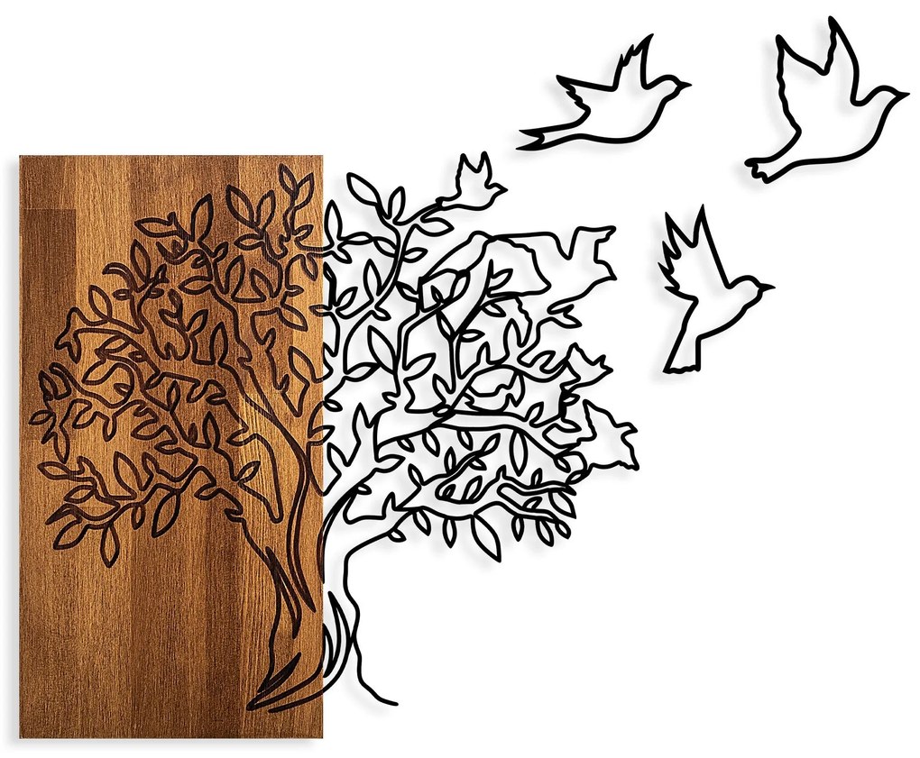 Acessório Decorativo de Parede Ma-391 – Nogueira e Preto – 61 x 58 cm