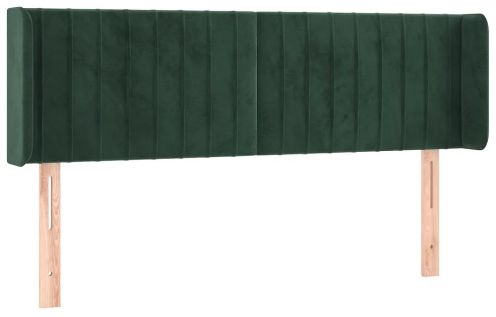 Cabeceira cama c/ luzes LED veludo 147x16x78/88 cm verde-escuro