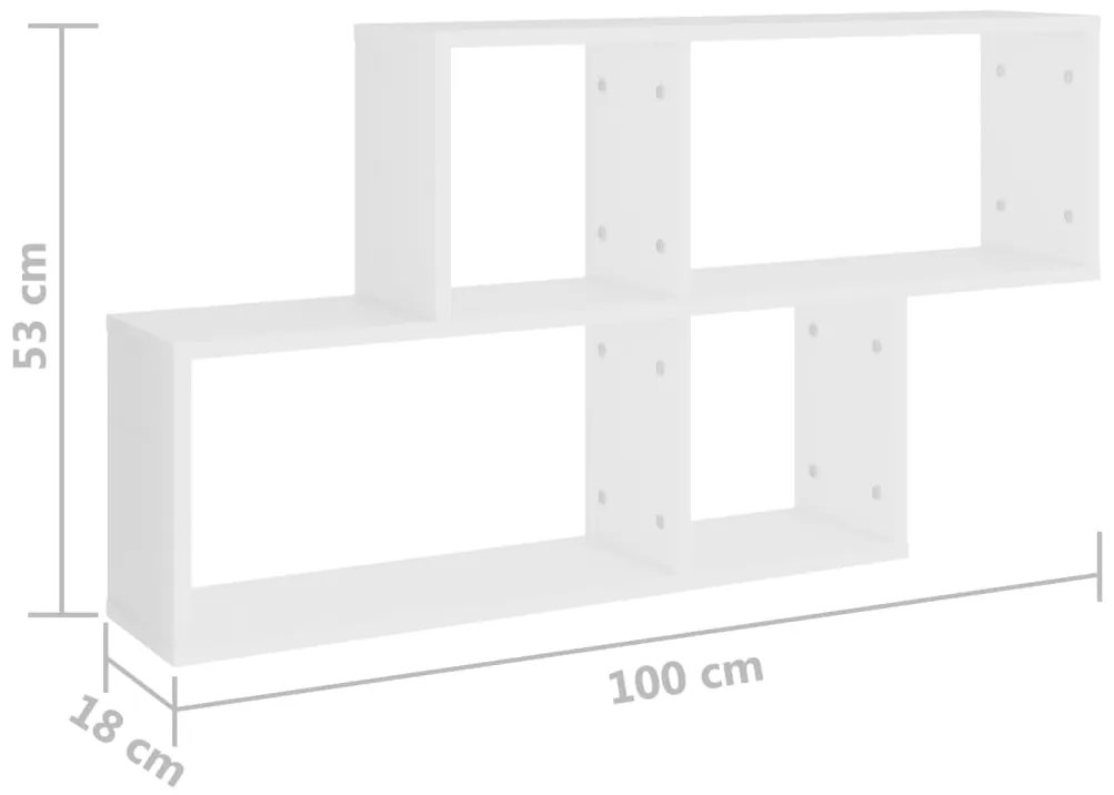 Estante de parede 100x18x53 cm derivados de madeira branco