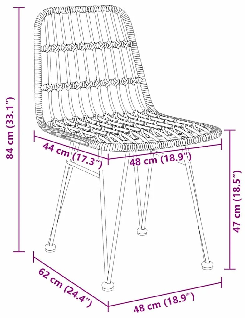 Conjunto de jantar de jardim com 5 peças de rattan de poli, na cor cas