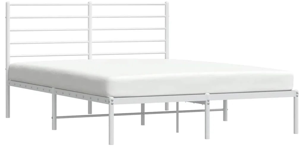 Estrutura de cama com cabeceira 135x190 cm metal branco