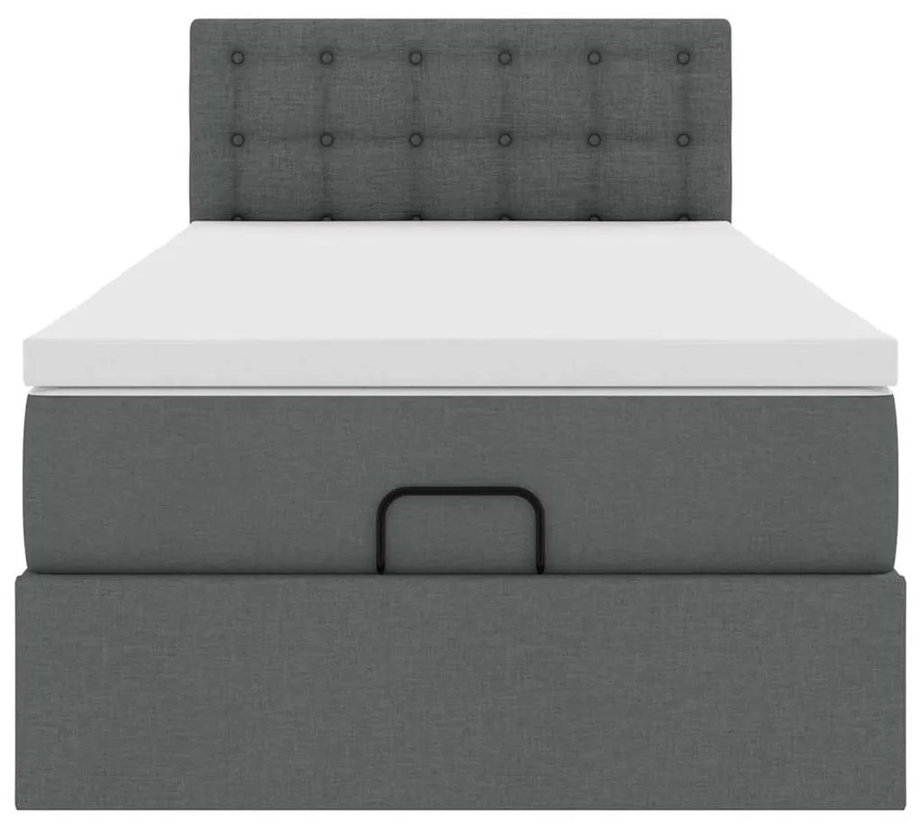 Cama Otomana com colchão & LEDs 80x200cm tecido cinza-escuro