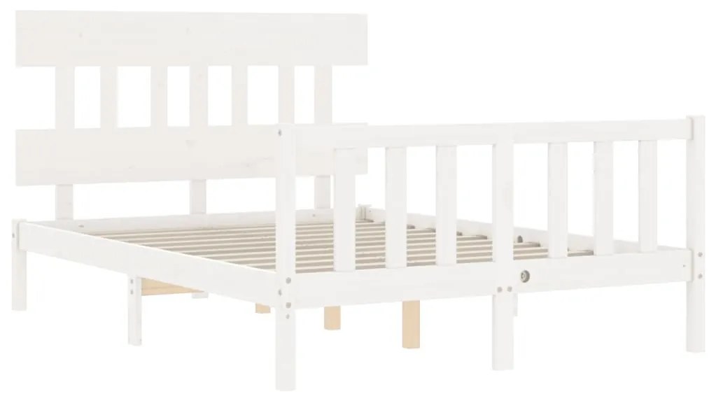 Cama sem colchão 140x190 cm madeira de pinho maciça branco