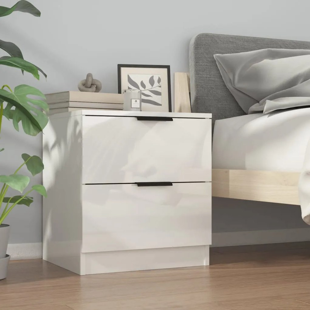 811226 vidaXL Mesa de cabeceira madeira processada branco brilhante