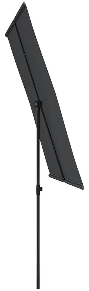 Guarda-sol de jardim com poste de alumínio 2x1,5 m preto