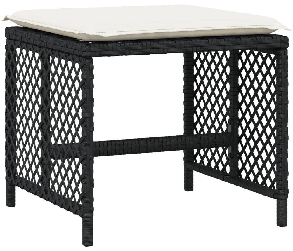 11 pcs conjunto de jantar p/ jardim c/ almofadões vime PE preto