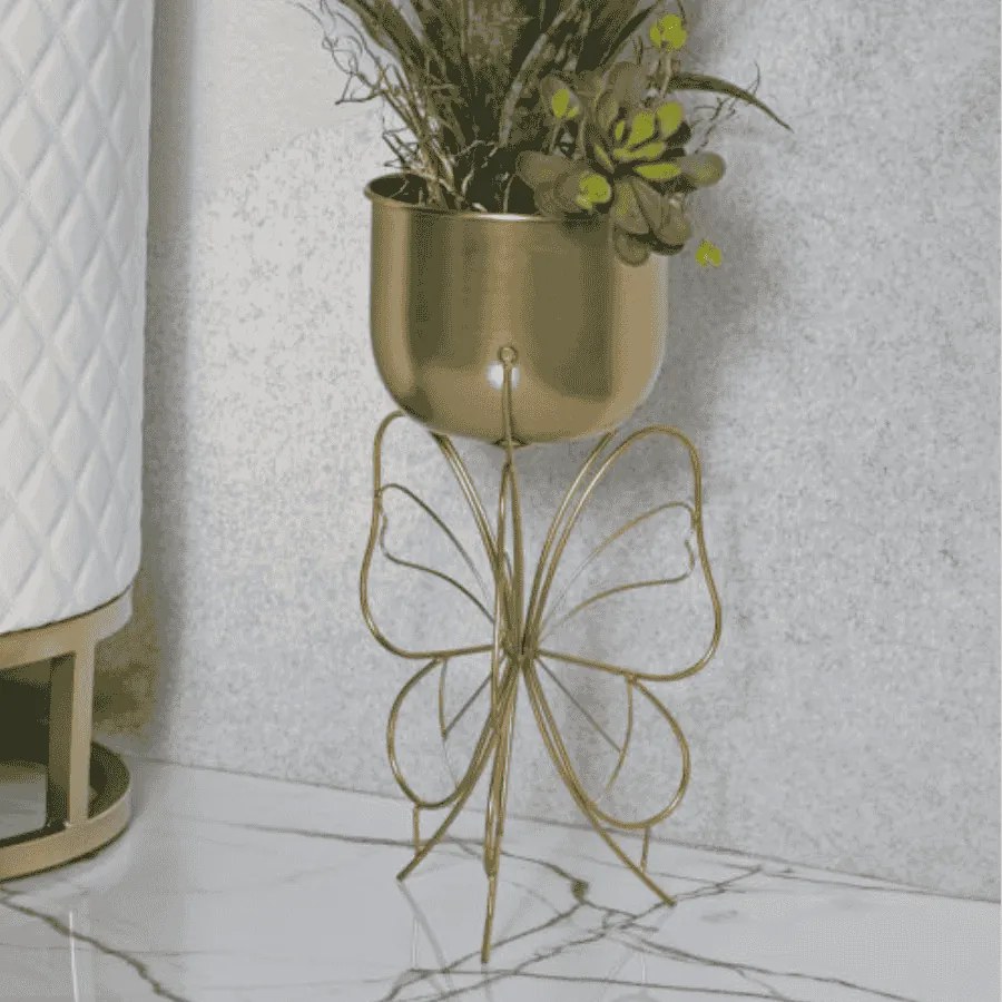 PORTA-VASOS FARFY DOURADO Ø 22X45 CM (PLANTAS NÃO INCLUIDAS)